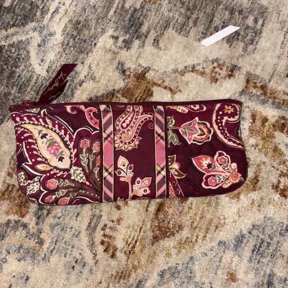 Vera Bradley Large Tote And Pencil Pouch Raspberry Paisley Pattern - Picture 9 of 11